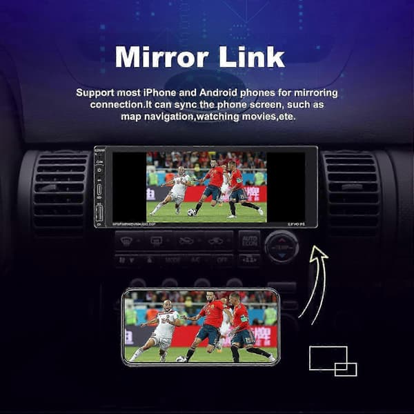 6,9\" Single Din Bilradio med Trådløs Apple CarPlay Bluetooth USB