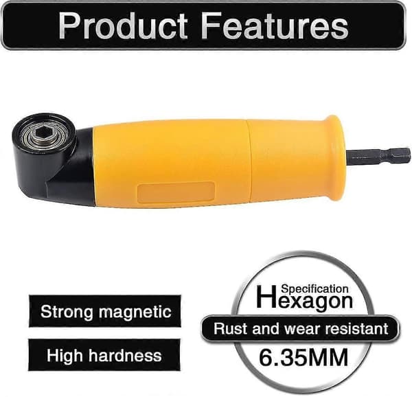 Vinkeladapter 90 6,35 mm Hex Skaftforlænger Skruetrækker Borebit Socket Adapter Holder