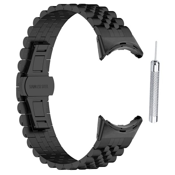 Google Pixel Watch3 45 mm rem i rustfrit stål Svart Sort