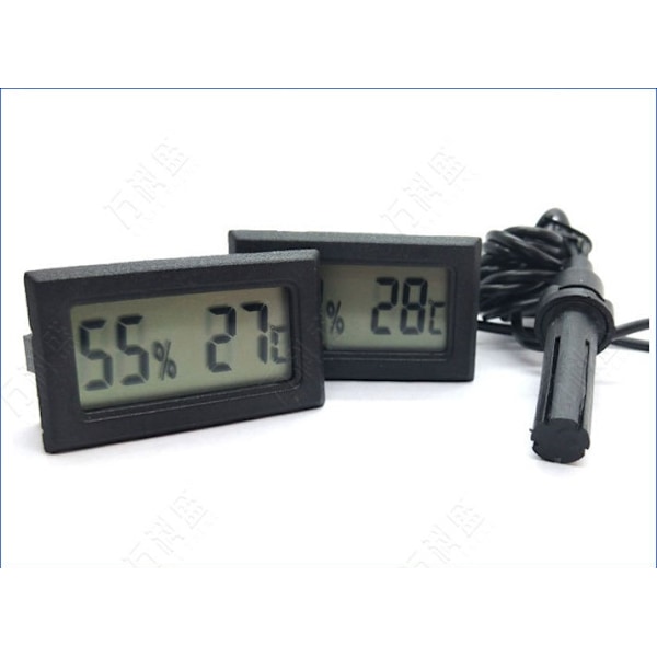 2 Stycken Elektronisk Termometer Hygrometer Inbyggd Digital Termometer Hygrometer med Sladd (Celsius Svart)
