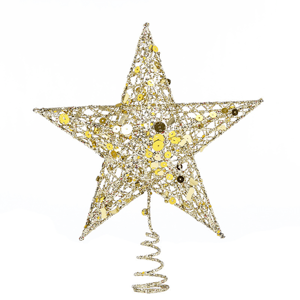 Femtakkede stjerne ornamenter smedejern trætop glitter vertikale stjerner femtakkede stjerne julepynt forsyninger 25cm, guld
