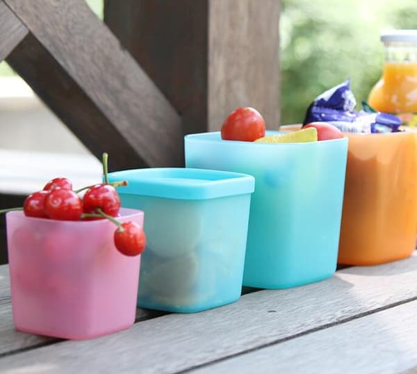 Lille madopbevaringsboks i plastik (blå)