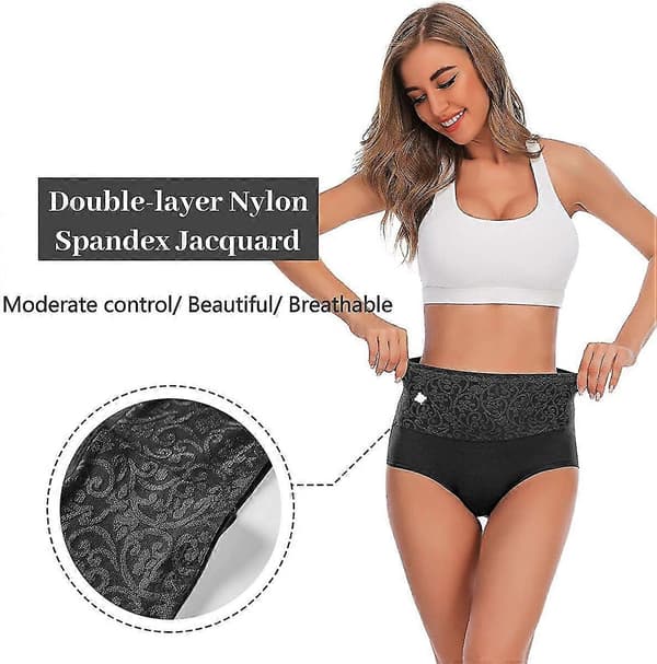Högmidjade bomullstrosor för kvinnor, magkontroll, underkläder för återhämtning efter kejsarsnitt, mjuka stretch-trosor, 5-pack, 5 Packjacquards3 L 5 Packjacquards2 3XL