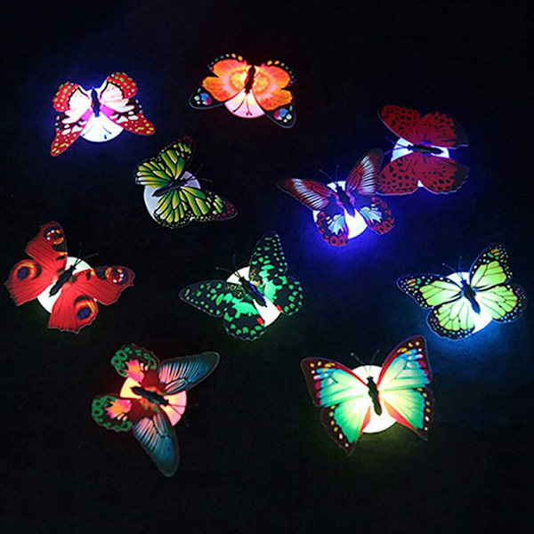 Farverig Glødende Sommerfugl Pastel Natlampe 6 stk