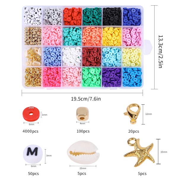 Mjuk Keramik Box Halsband Armband DIY Smycken Skiva Pärlor Tillbehör Set - Färg3