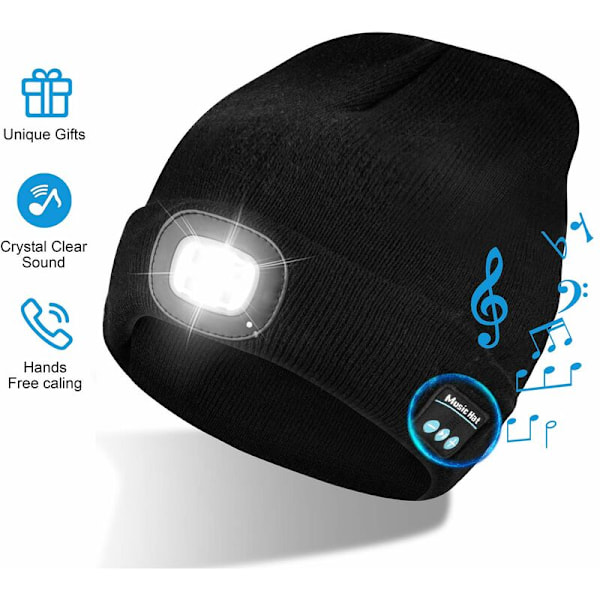 Bluetooth-mössa med hörlurar, stickad mössa med musik