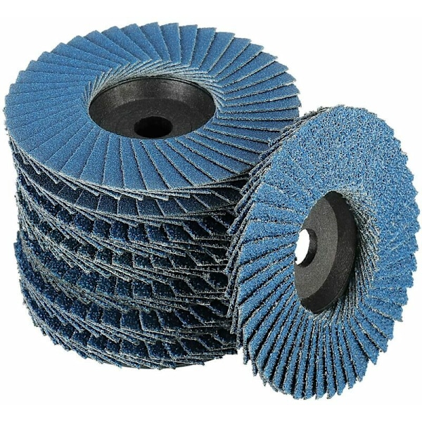 8 stk. Lamelslibeskiver, 76 mm x 10 mm slibeskiver, korn 40/60/80/120, til metal, stål og træ, coatede lamelslibeskiver, slibeskiver, (blå)