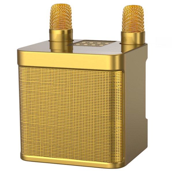 Familje KTV Ljudset, Trådlös Bluetooth Dubbel Mikrofon Högtalare Allt-i-Ett Maskin (Guld)