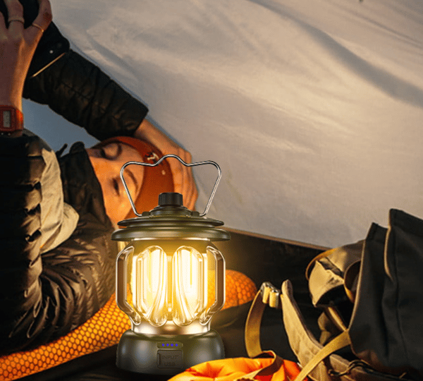 Udendørs campinglampe LED retro lanterne (mørkegrøn)