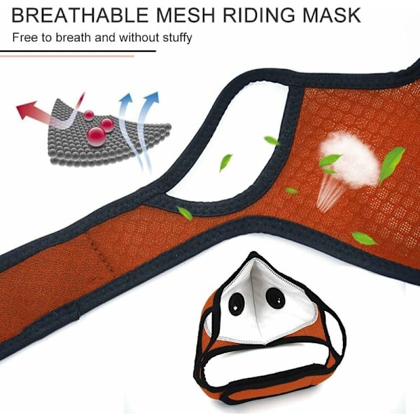 Cykelmaske Vindtæt Støvtæt Anti-dug Aktivt Kul Maske Mesh Åndbar Hængende Øre Orange One Size 4 stk