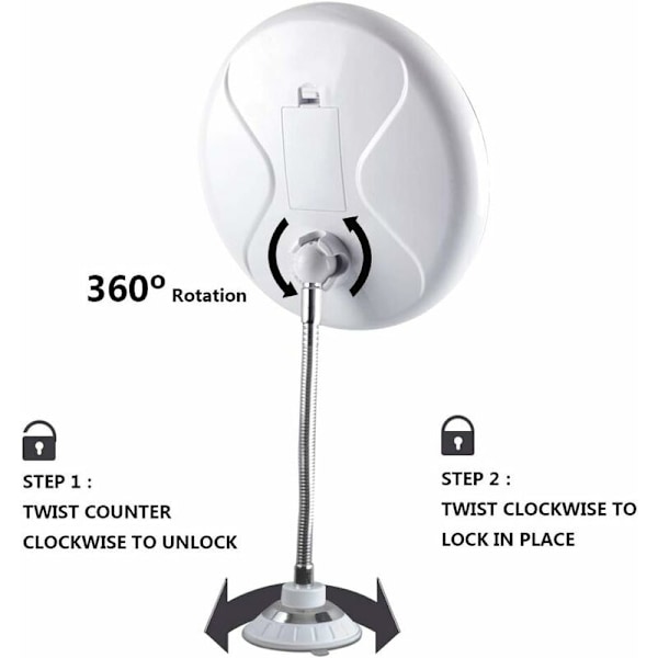 10x Förstorings LED Sminkspegel med 360° Rotation och Kraftfull Sugkopp Idealisk för Hem och Resa