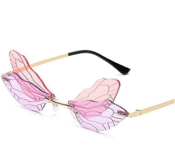 (Purple Up and Pink Down) Gradient Dragonfly Solglasögon