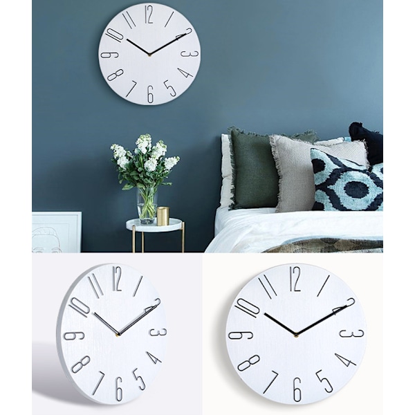 Väggklocka hem vardagsrum mode minimalistisk modern sovrum tyst väggklocka, vit, 35 * 4 * 35cm,