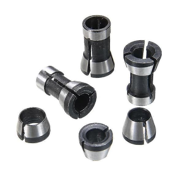 8 stk. 6 mm 6,35 mm 8 mm spændepatronadapter sæt til trimning af fræser præcision sort sølv Black  Silver