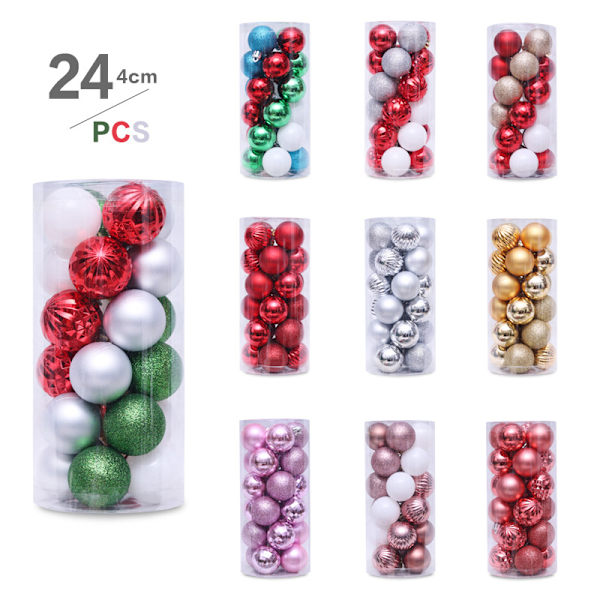 4CM Julgranskulor Set, 24 ST, Juldekoration, Julgransprydnad, Rosa
