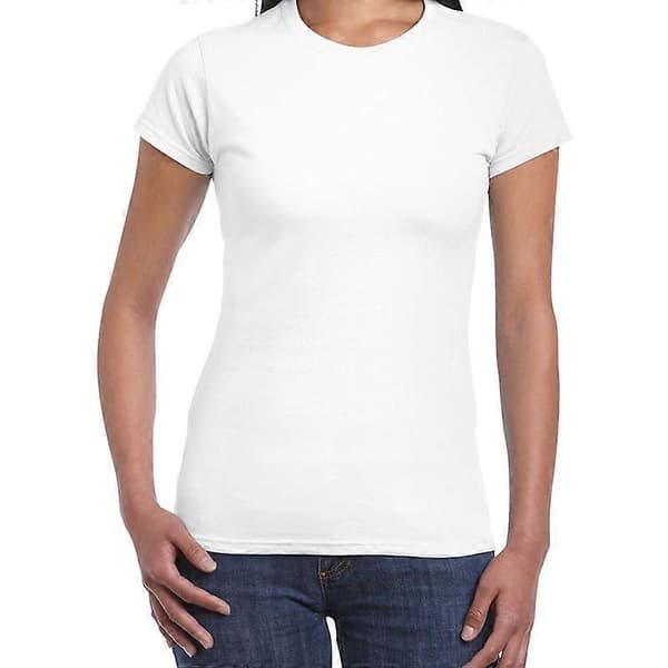 Dame Premium Basic T-shirt Blød Bomuld Kortærmet Rund Hals Solid Top S hvid white S