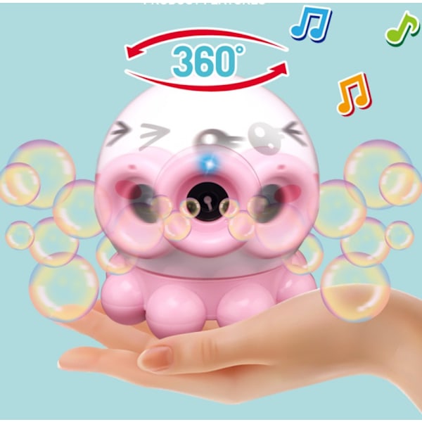 Bläckfisk Bubbelmaskin för Barn 360° Roterande Elektriska Leksaker för Pojkar Flickor Blåser Bubblor (Rosa och Vit Bläckfisk i en Låda)