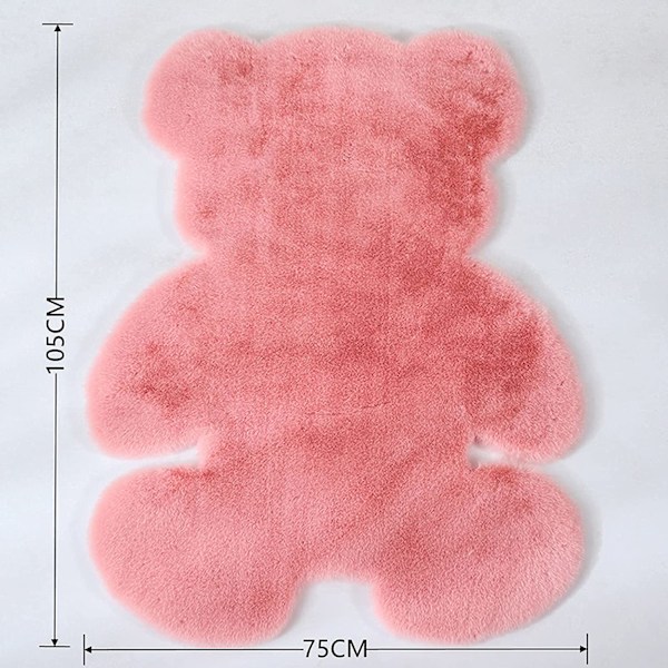 Fluffig Matta, Mjuk Tecknad Djur Plyschmatta, Halkfri Dekorativ Golvmatta (Rosa, 75*105cm),
