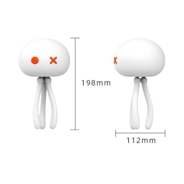 Hvid 1200mAh 1.5W Jellyfish Lampe Kreativ Pige Sød Mini Krybbe Soveværelse Søvn Amning Øjenpleje Atmosfære Silikone Natlampe,