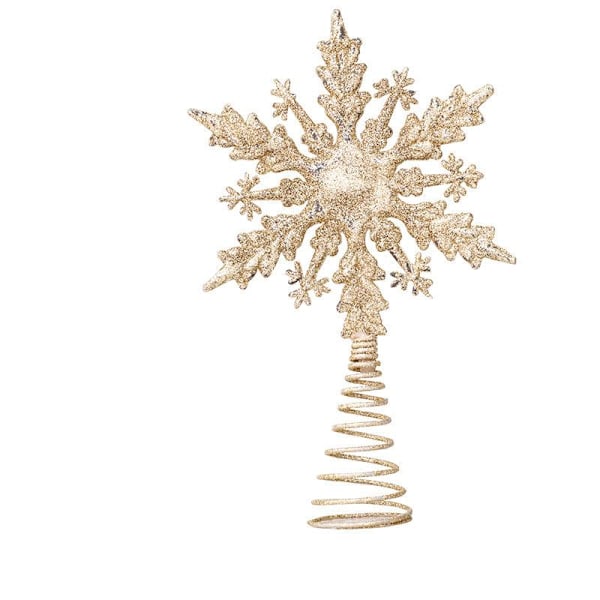 Julgransstjärna Plast Glitterpulver Fancy Toppstjärna Julgran Femuddig Stjärna Snöflinga-C-Guld