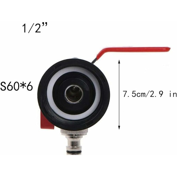 Dobbelt tankadapter. S60 X 6 til messing hahane. Udgangsdiameter 1/2\". Indgangsdiameter 60 mm. Hurtig tilslutning til tankadapter.