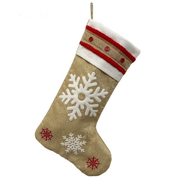 Julesokker i jute, gaveposer, julepynt, julesokker, gaveposer julevedhæng (snefnugdesign)