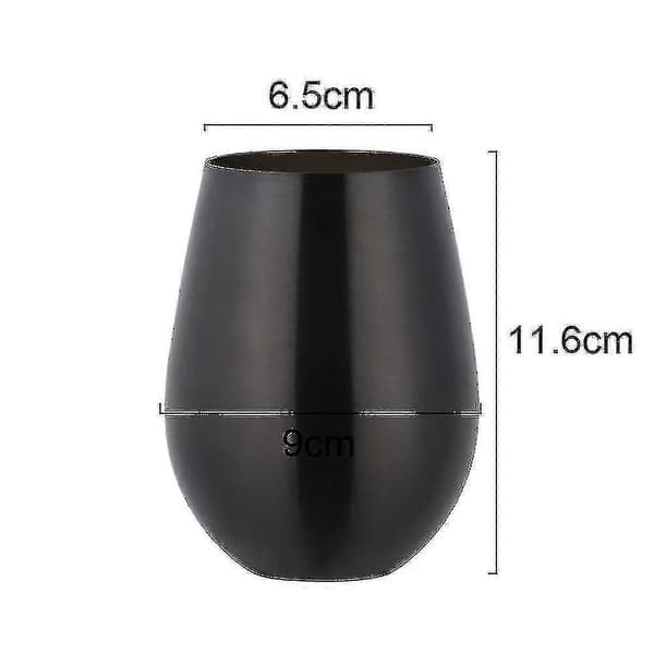 2 stk. stilkløse vinglas sæt holdbare rustfri stålglas Black