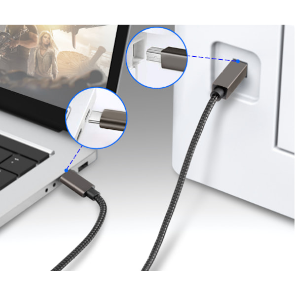 USB-B - USB-C -tulostinkaapeli Musta Svart 2 m