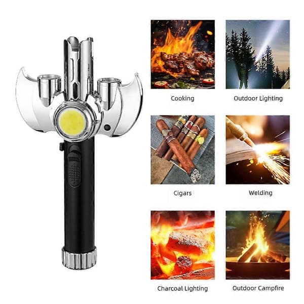 Kraftig Universal Multifunktionel Lighter Bærbar Vindtæt Lighter til Camping Sort Black