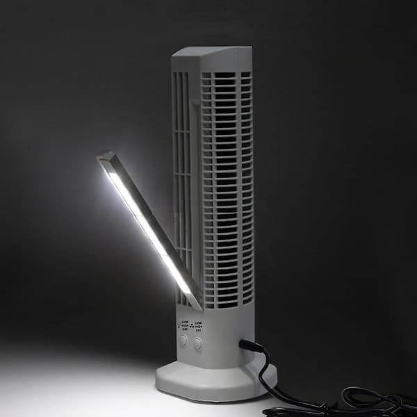 Lodret tårnventilator med lysbjælke skridsikker robust bordplade luftkøler til stuekontor Black