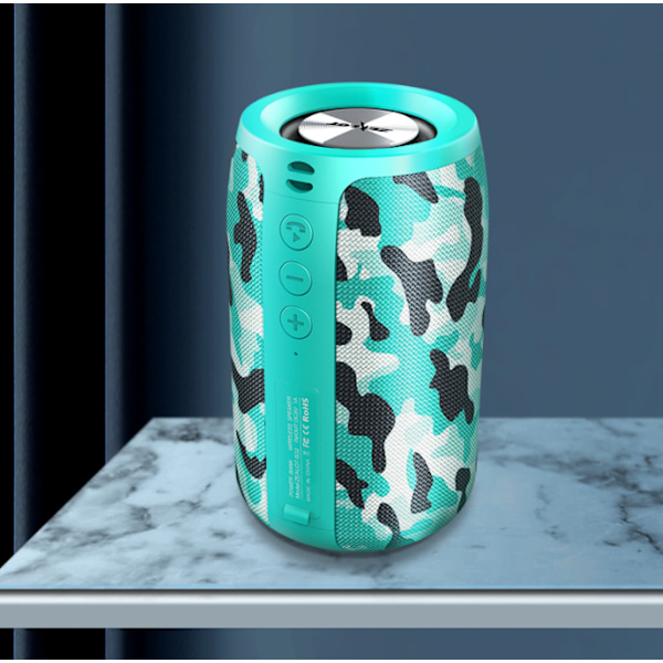 Langaton Bluetooth-kaiutin, pieni kannettava subwoofer-kaiutin ulkokäyttöön (savunvihreä naamiointi)
