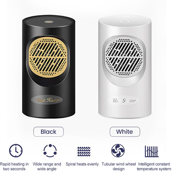 300W Mini Pöytälämmitin Kannettava Sähkölämmitin Työpöydän Lämmittäjä Kotitalous Makuuhuoneen Lämmityskone Talveksi (Musta-EU Pistoke)