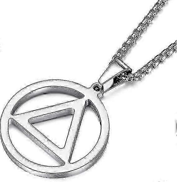 Halsband för män i rostfritt stål AA Recovery Triangle Sobriety Gift