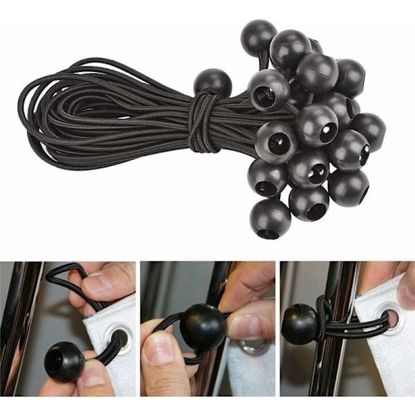 Elastisk snor med plastikbold til telt, trampolinbindingssnor elastisk boldbælte 15 cm 10 stk. pr. pakke pris * 3