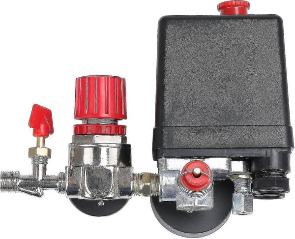 Justerbar luftkompressor trykafbryder med manometer og regulator