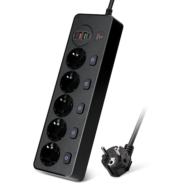 BKL-505 EU Snabdande Power Strip Svart Sort
