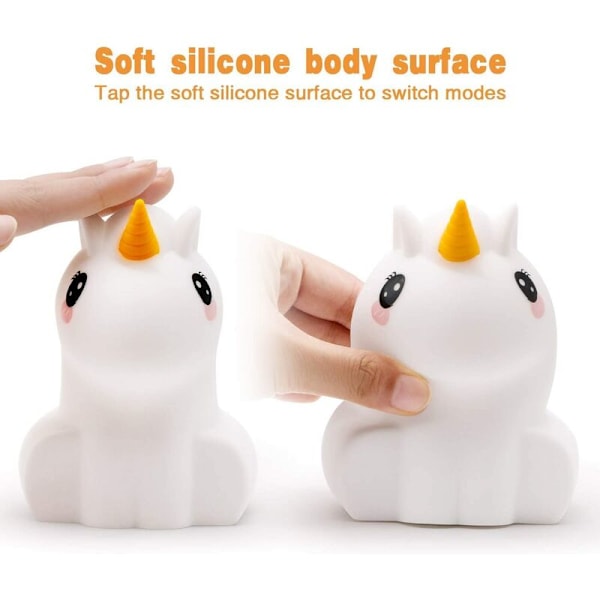 Unicorn Silikon Nattlampa Fjärrkontrollversion av Unicorn Nattlampa USB-laddningsmodell Stöd, Inbyggt 700mAh Litiumbatteri