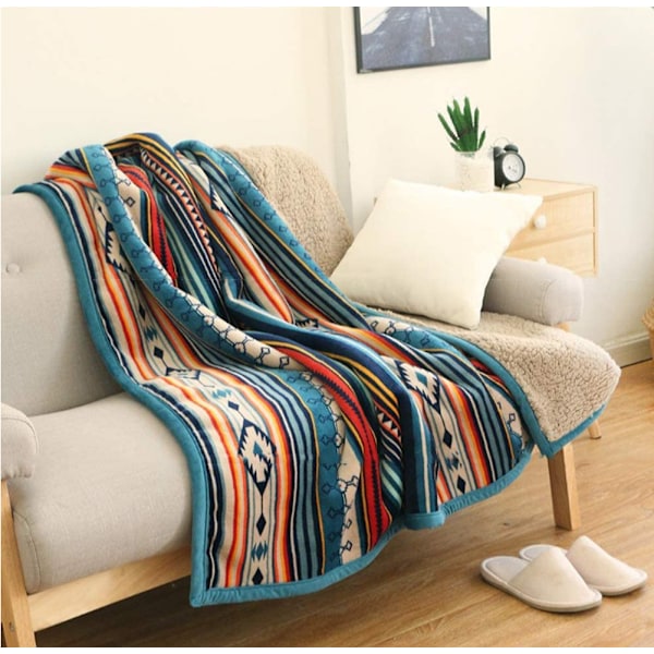 50\" x 60\" Flanell Sherpa Pude - Blødt og Plysset Flanell Boheme Tæppe