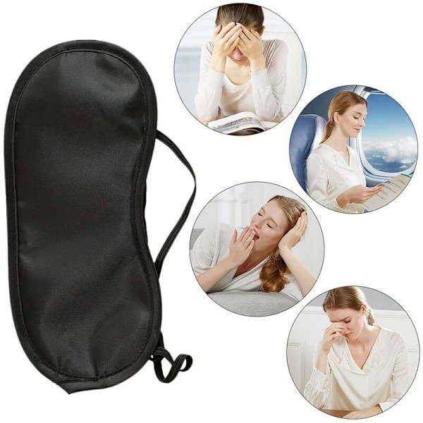 Engångs Ögonmask Flygresa Sömn Skuggning Ögonmask Andningsbar Polyester Enfärgad Ögonsköld Öronpropp Svart Oberoende OPP-påse Förpackning 15st