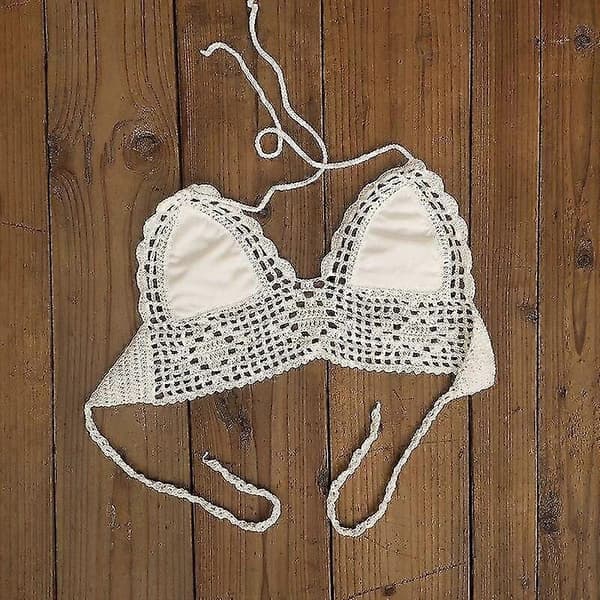 Hæklet bikini-top til stranden, foret badetøj