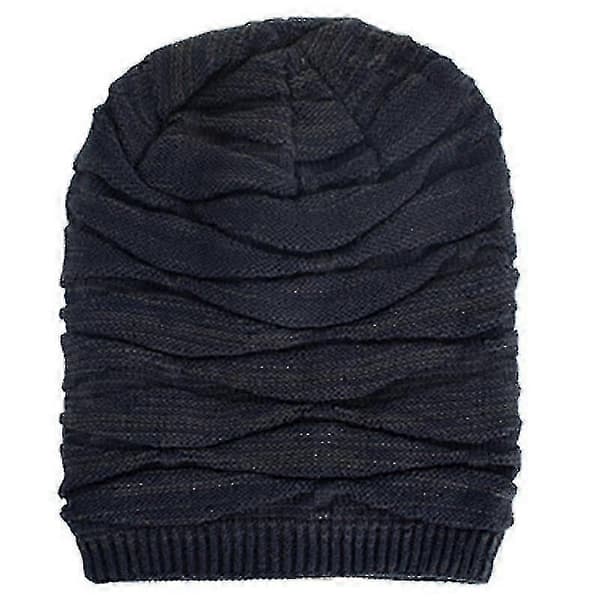 Varm stickad oversized slouch mössa unisex vintermössa lång stil