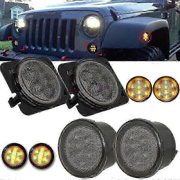 LED Blinklys foran til 2007-2017 Jeep Wrangler JK med gule lys combo combo
