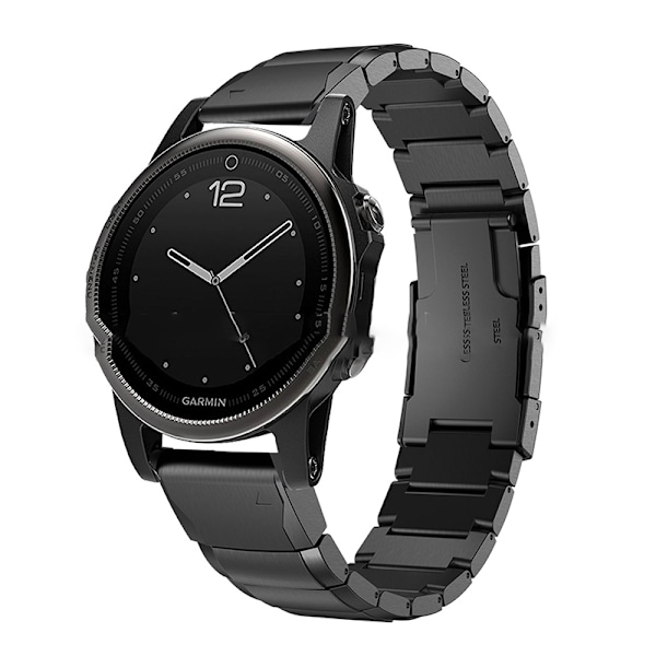 Klockarmband i rostfritt stål för Garmin Fenix 8/7/6/5 - 43mm - Svart