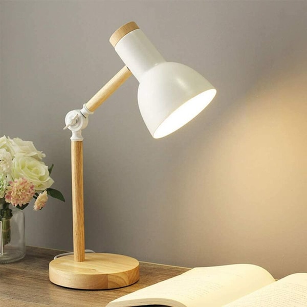 Flexibel Sänglampa, E27 Vit Läslampa, LED Skrivbordslampa med Strömbrytare, Dekorativ Metallbordslampa, Industriell Retro Inomhusbelysning Present