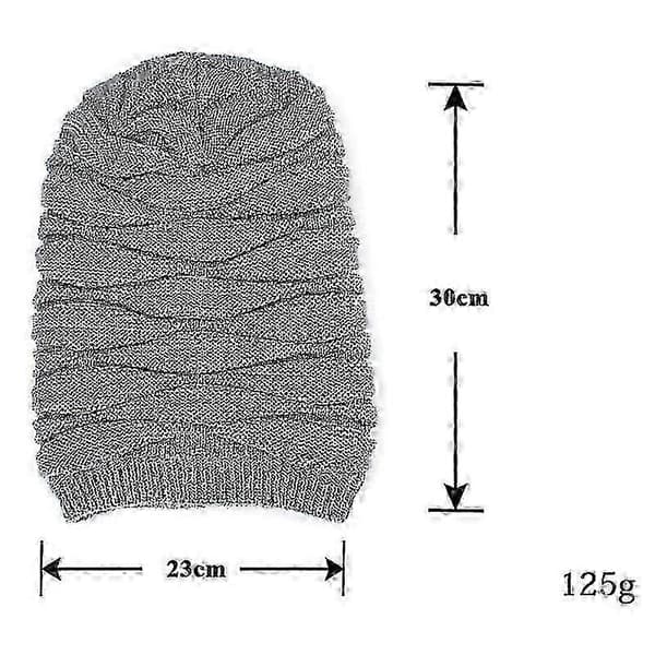 Varm stickad oversized slouch mössa unisex vintermössa lång stil