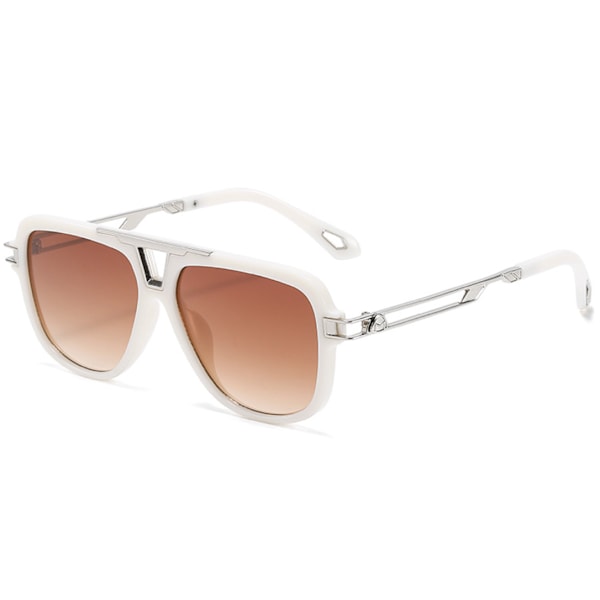 Fyrkantiga solglasögon i metall för män och kvinnor UV-skydd (Beige ram gradient teglas)