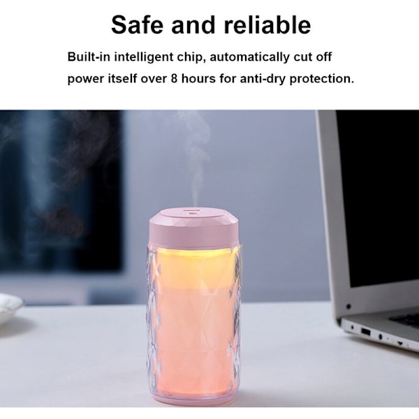 USB Krystal Flaske Luftfugter Bærbar Natlampe Mini (Blå)