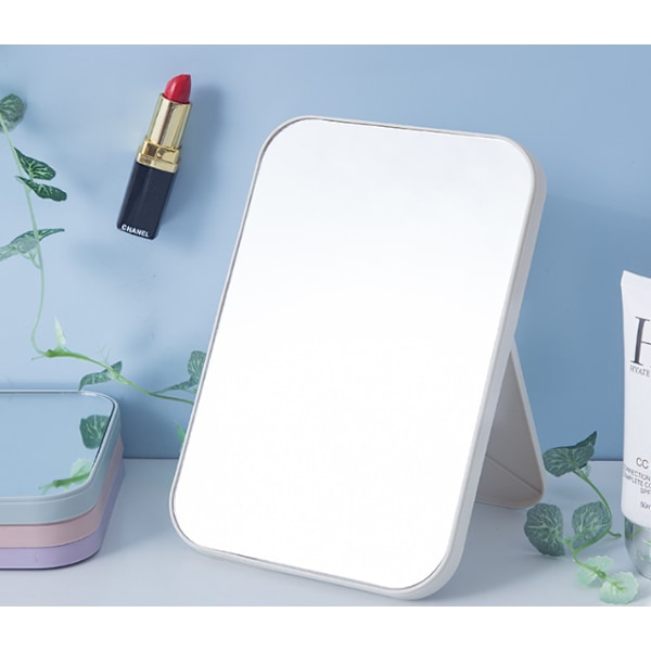Enkel Sminkspegel för Skrivbord Fyrkantig Prinsesspegel (Rosa),