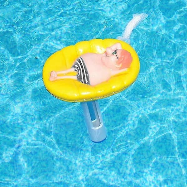 Tecknad manflotte termometer för pool, spa, damm med temperaturmätning