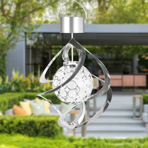Utomhus LED Solcellsdriven Vindspel Lampa Färgrik Dekorativ Vattentät Silver Solcellsdriven Vindspel Lampa Solcellsdriven Ihålig Vindspel Lampa Solcellsdriven Trädgårdslampa